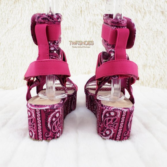 Fuchsia Pink Paisley Bandanna 2" harness strap shoes Comfy Pink Bandana - Picture 9 of 12